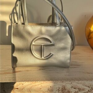 Telfar Metallic Silver Mini Bag